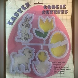 Vintage Easter Cookie Cutters - Bunny, lamb, hatching chick, egg & tulip shapes